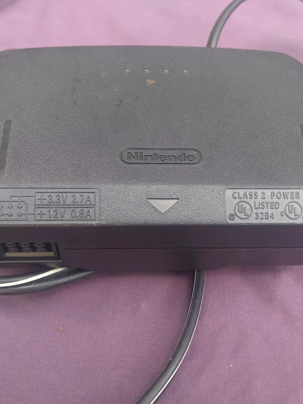 Nintendo Black Power Adapter with Built-In Cable